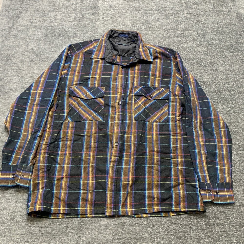 VTG Backpacker Dress Shirt Mens Large 16-16.5 Multicolor Plaid Formal  Wear